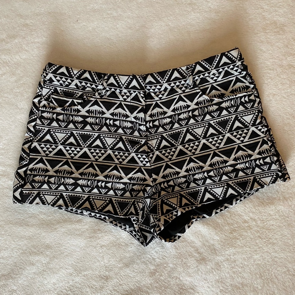 Black pattern shorts